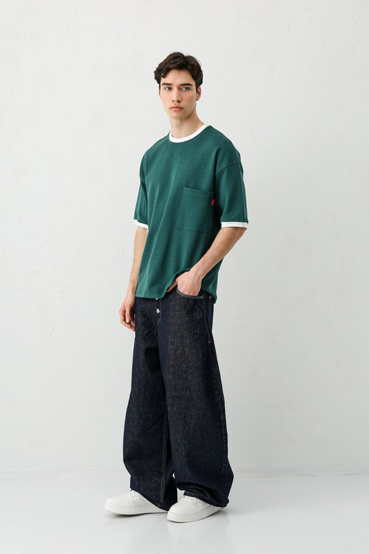 Kısa Kollu Oversize Cepli Tişört