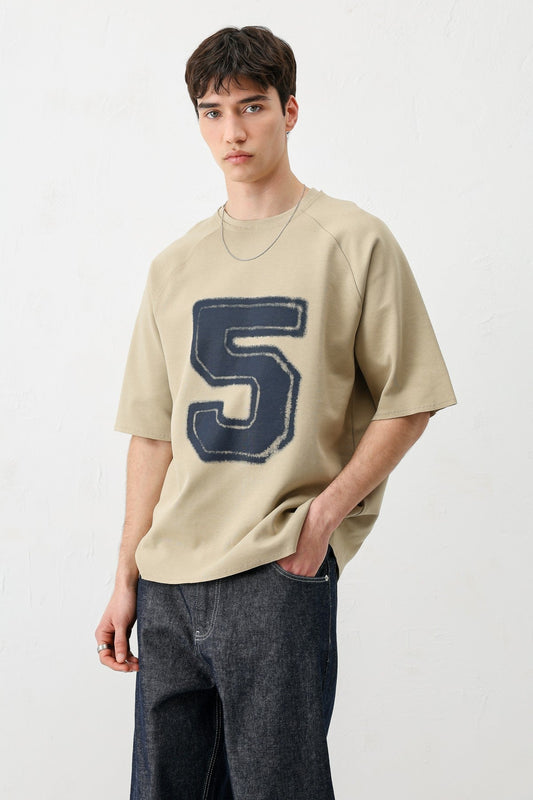 Bisiklet Yaka Oversize 5 Baskılı Tişört