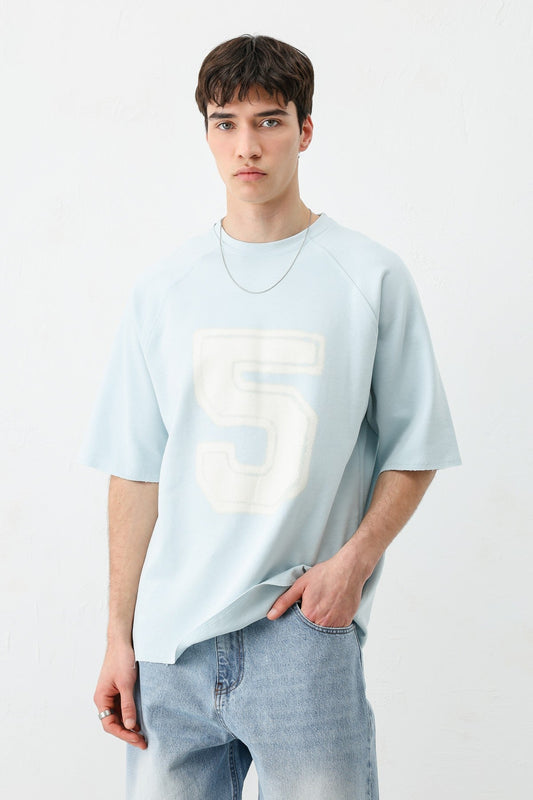 Bisiklet Yaka Oversize 5 Baskılı Tişört