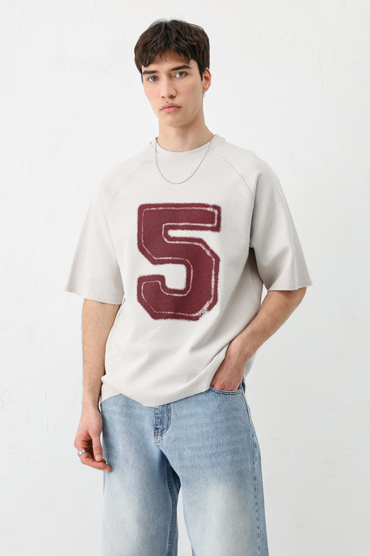 Bisiklet Yaka Oversize 5 Baskılı Tişört