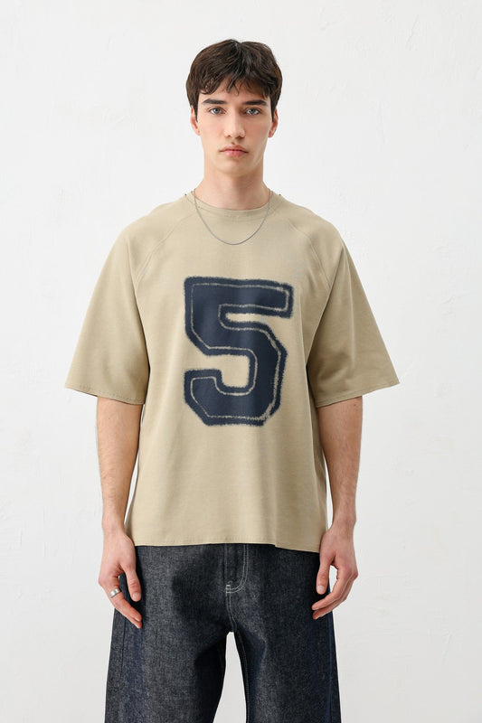 Bisiklet Yaka Oversize 5 Baskılı Tişört