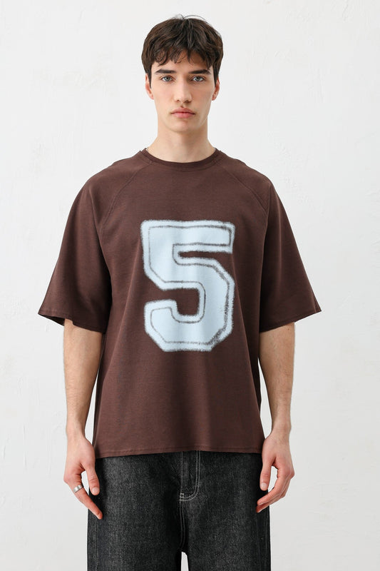Bisiklet Yaka Oversize 5 Baskılı Tişört