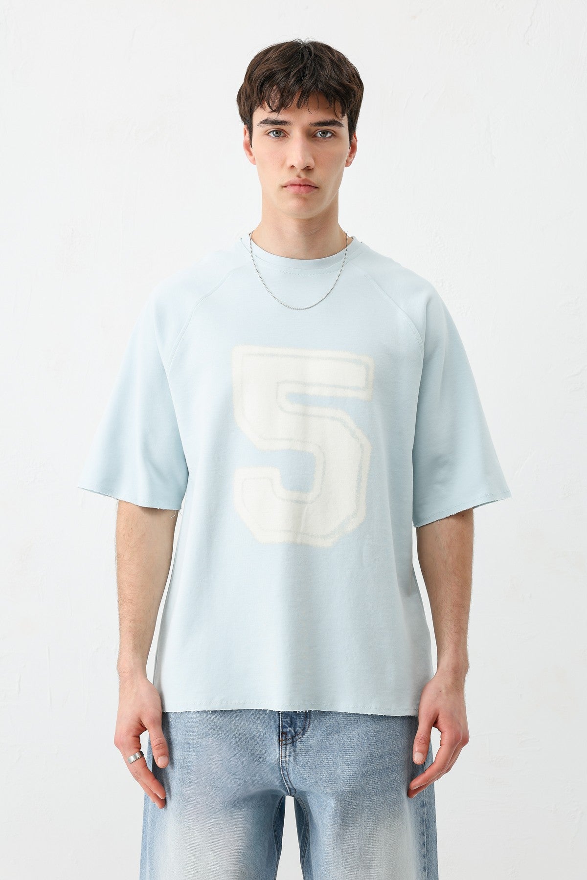Bisiklet Yaka Oversize 5 Baskılı Tişört