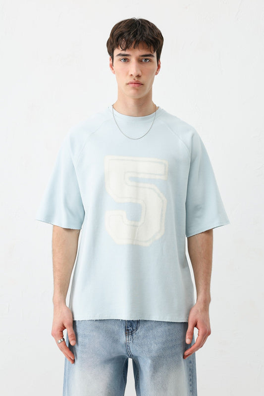 Bisiklet Yaka Oversize 5 Baskılı Tişört