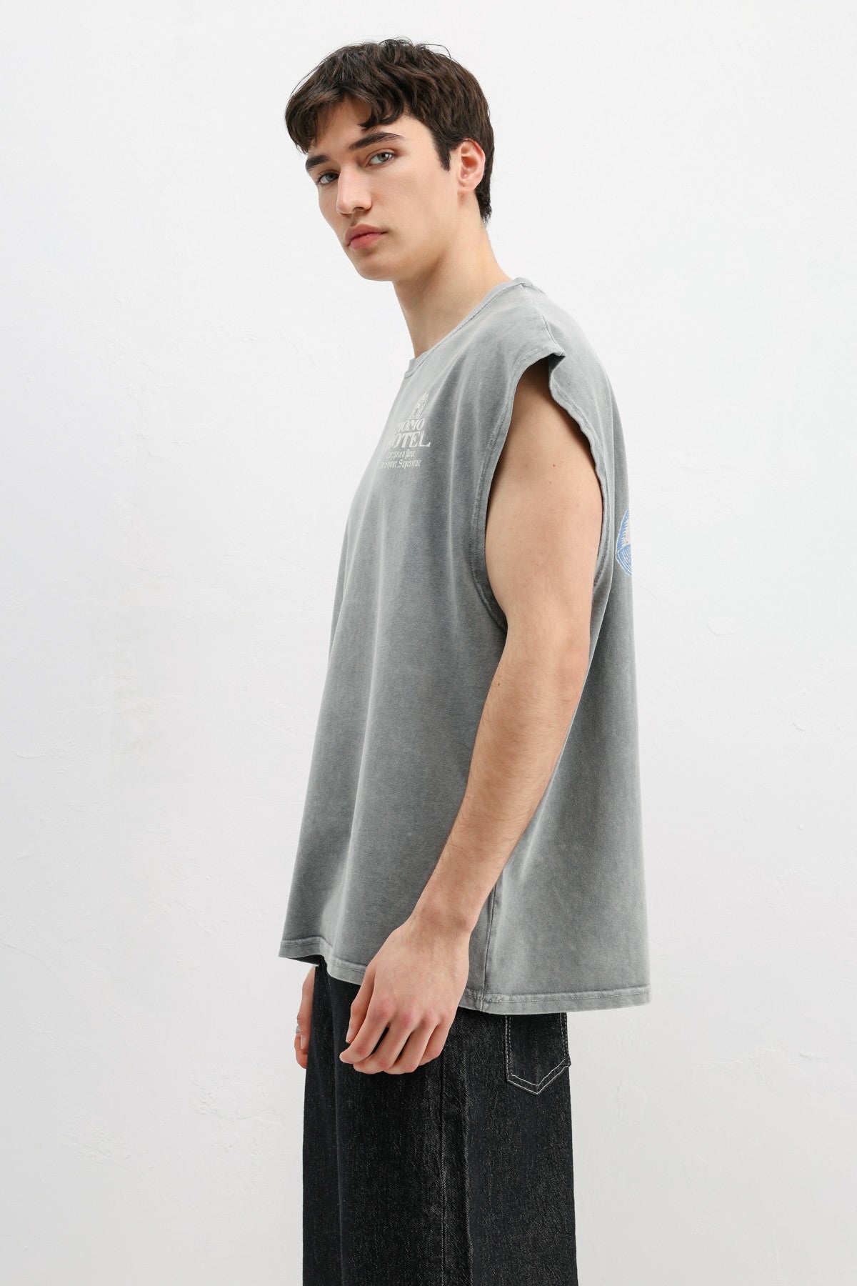 Baskılı Kolsuz Oversize Tişört