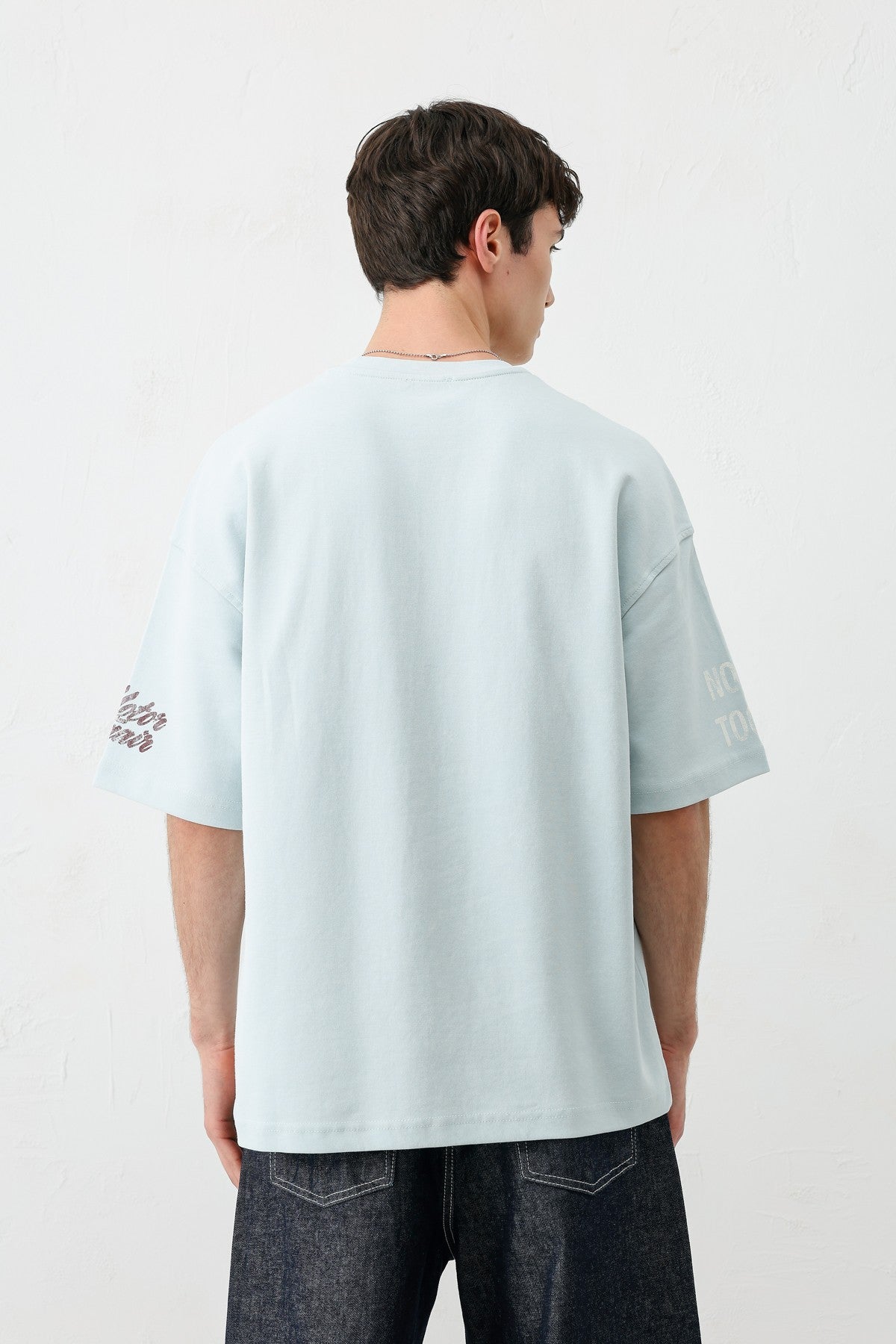 Oversize Baskılı Tişört Bebe Mavi