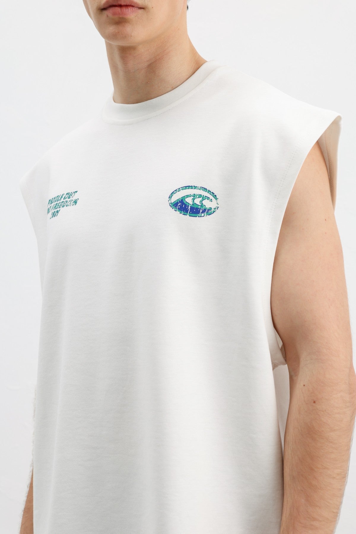 Oversize Baskılı Kolsuz Tişört