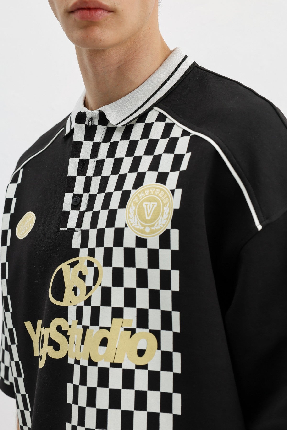 Polo Yaka Baskılı Oversize Tişört