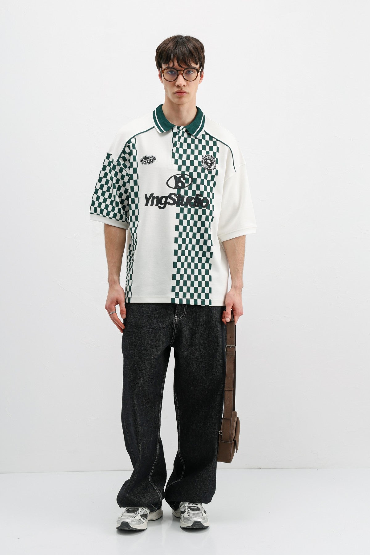 Polo Yaka Baskılı Oversize Tişört