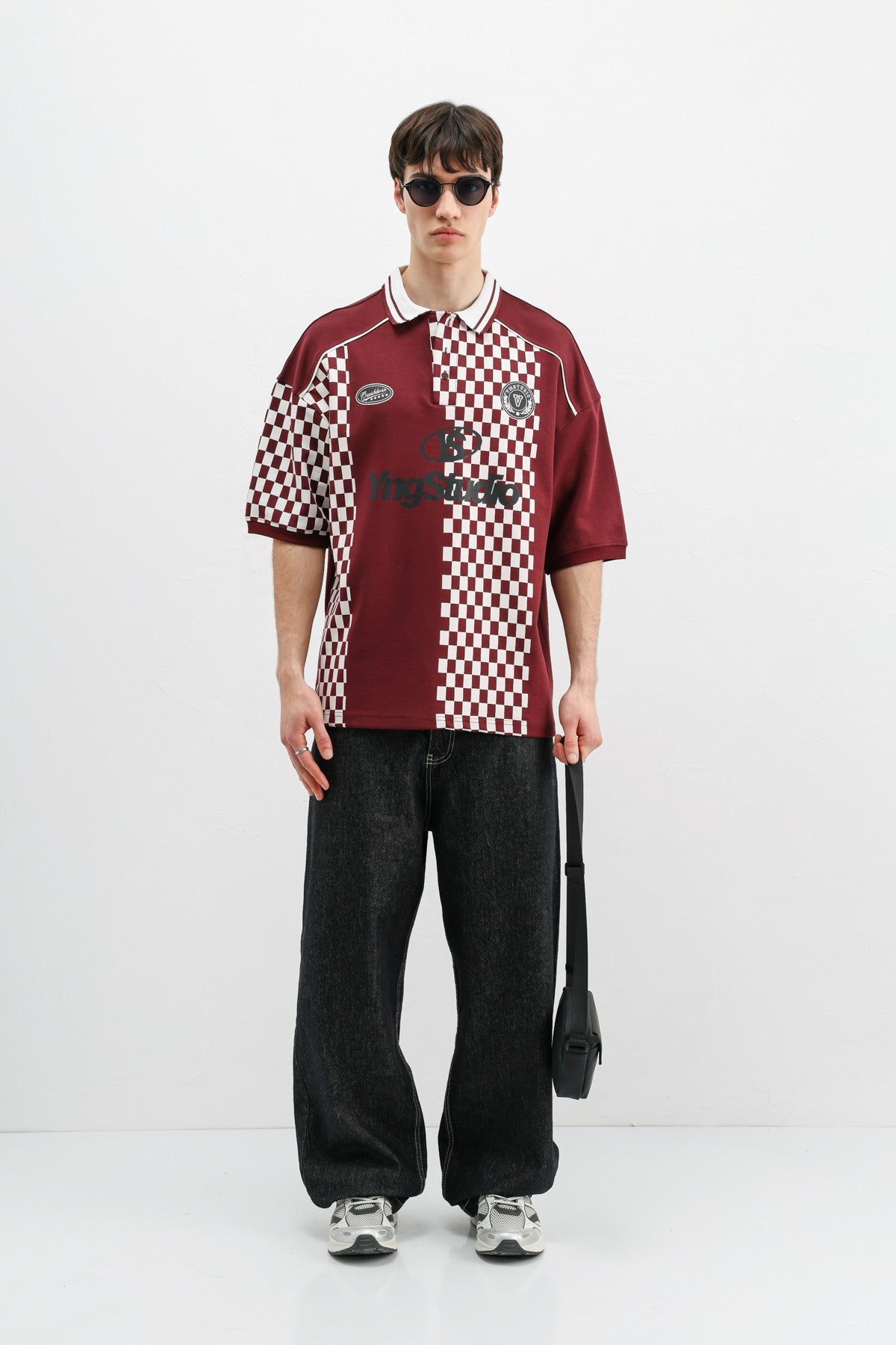 Polo Yaka Baskılı Oversize Tişört