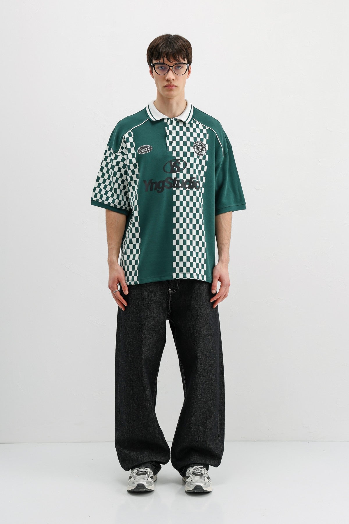 Polo Yaka Baskılı Oversize Tişört