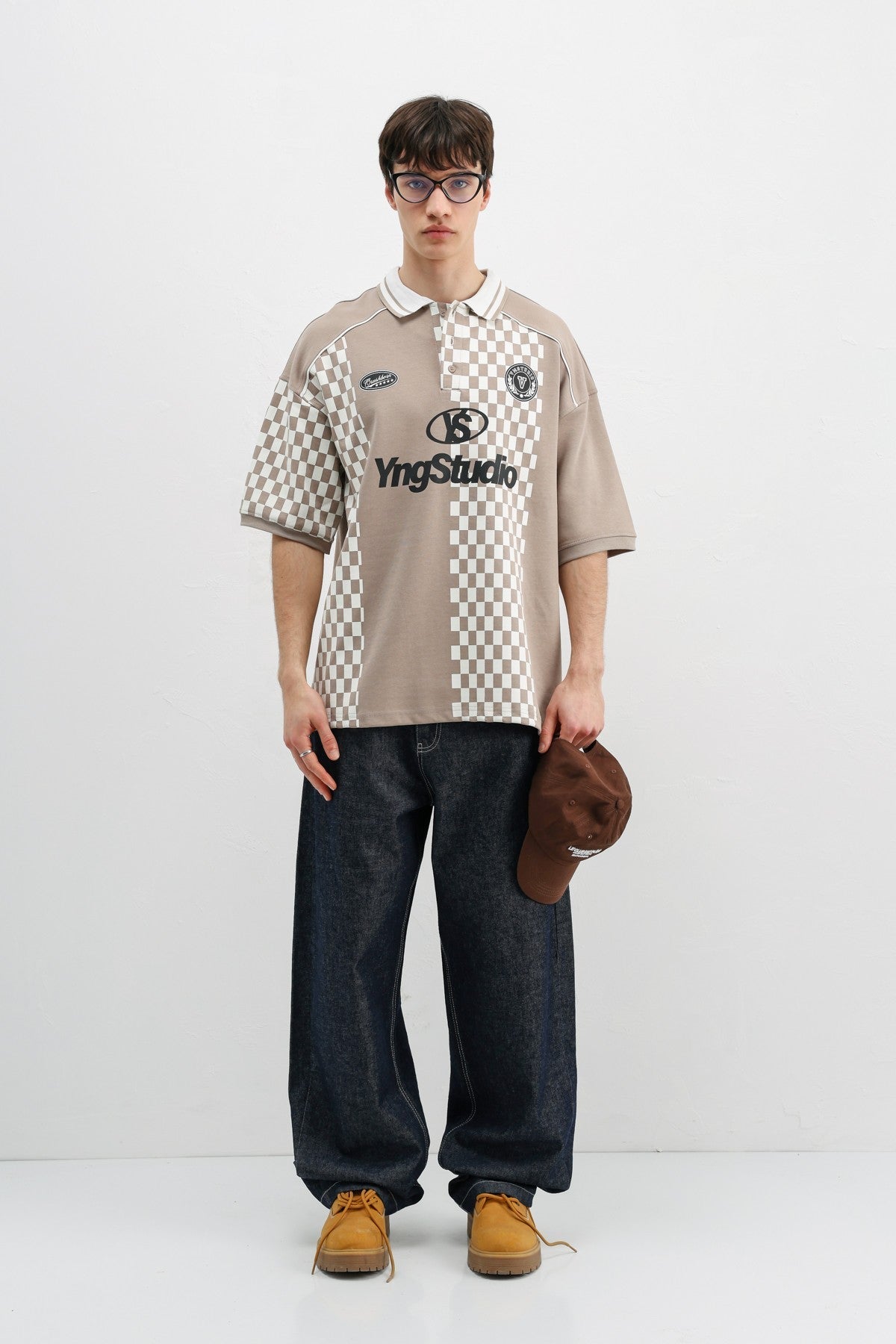 Polo Yaka Baskılı Oversize Tişört