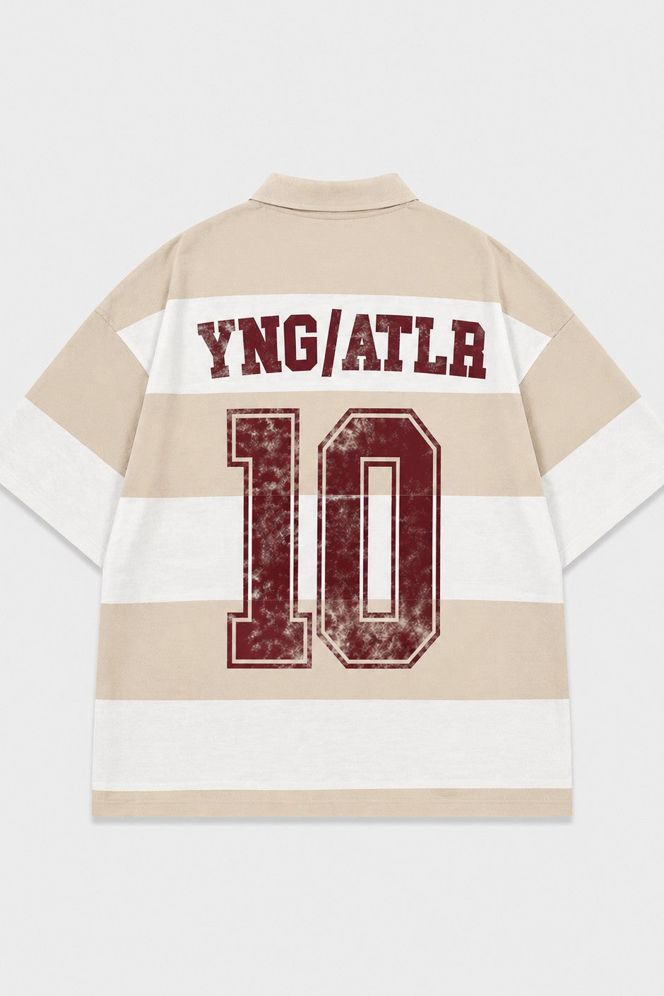 Oversize Rugby Yaka Çizgili Tişört