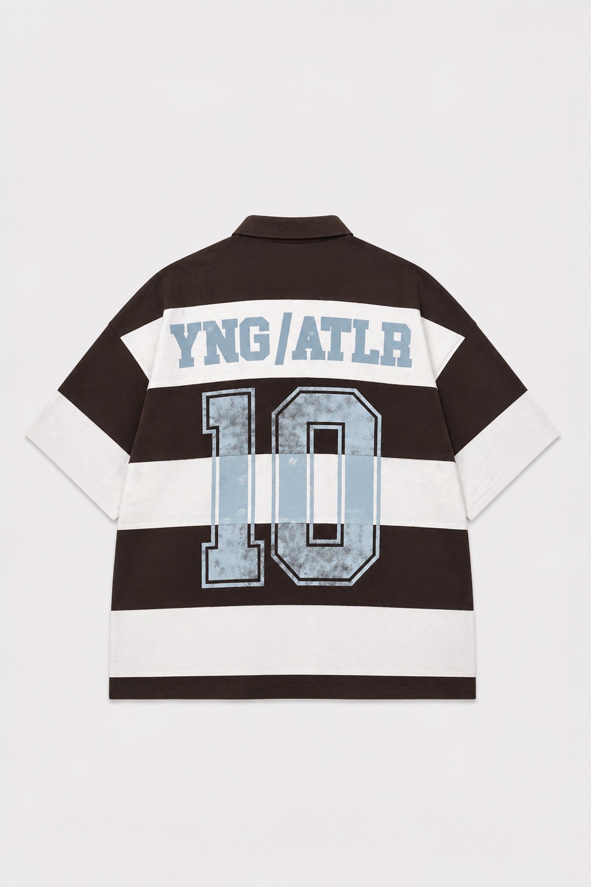 Oversize Rugby Yaka Çizgili Tişört