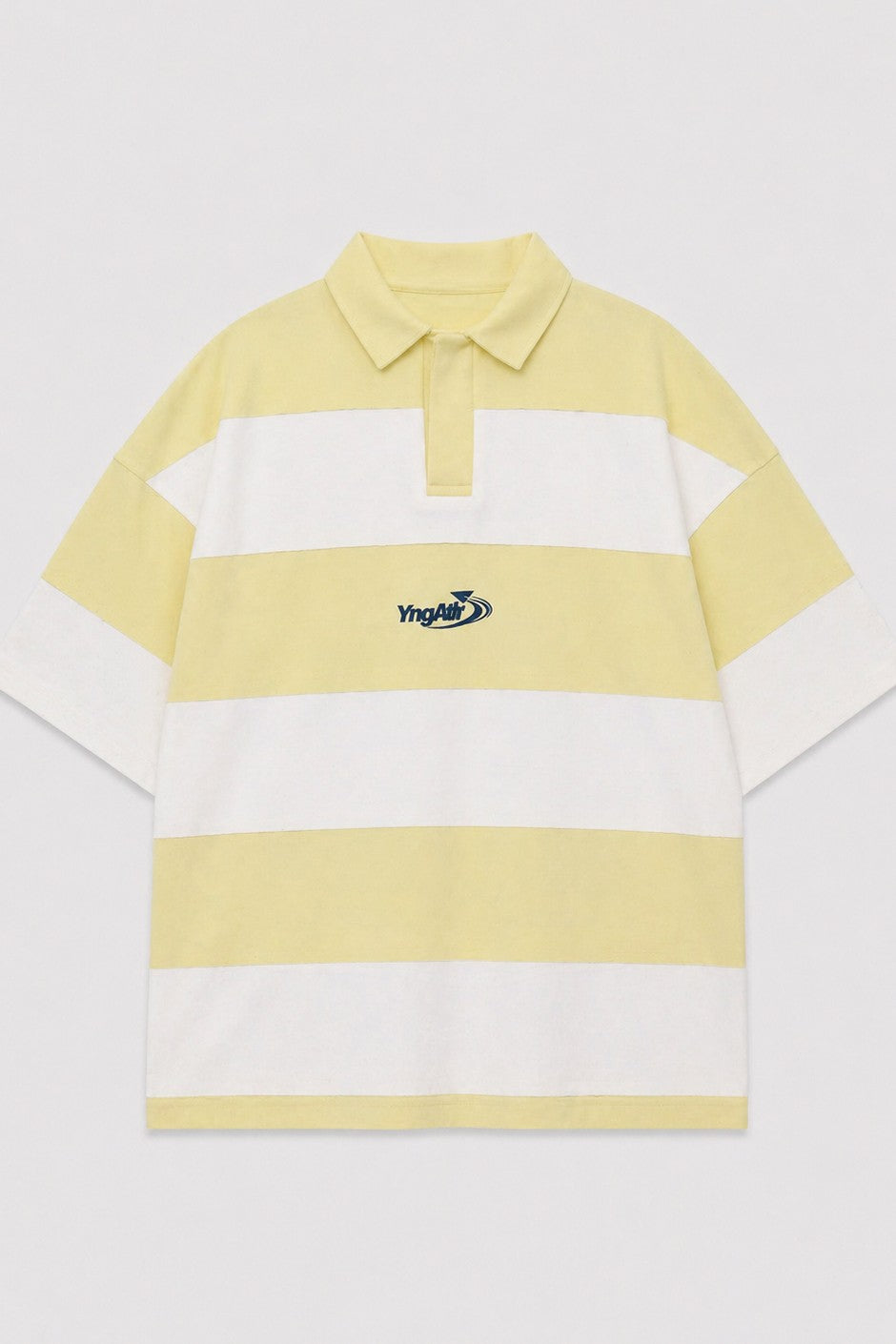 Oversize Rugby Yaka Çizgili Tişört