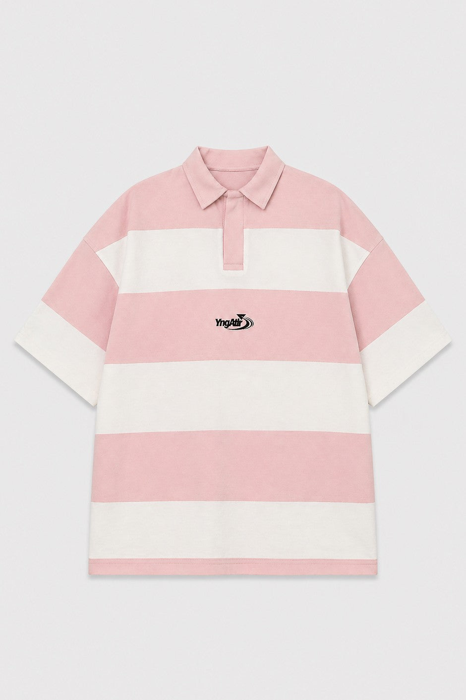 Oversize Rugby Yaka Çizgili Tişört