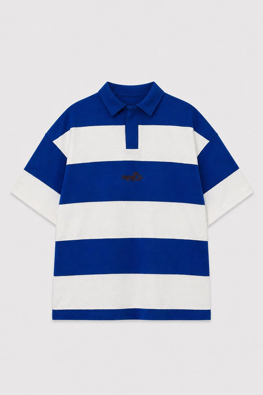 Oversize Rugby Yaka Çizgili Tişört