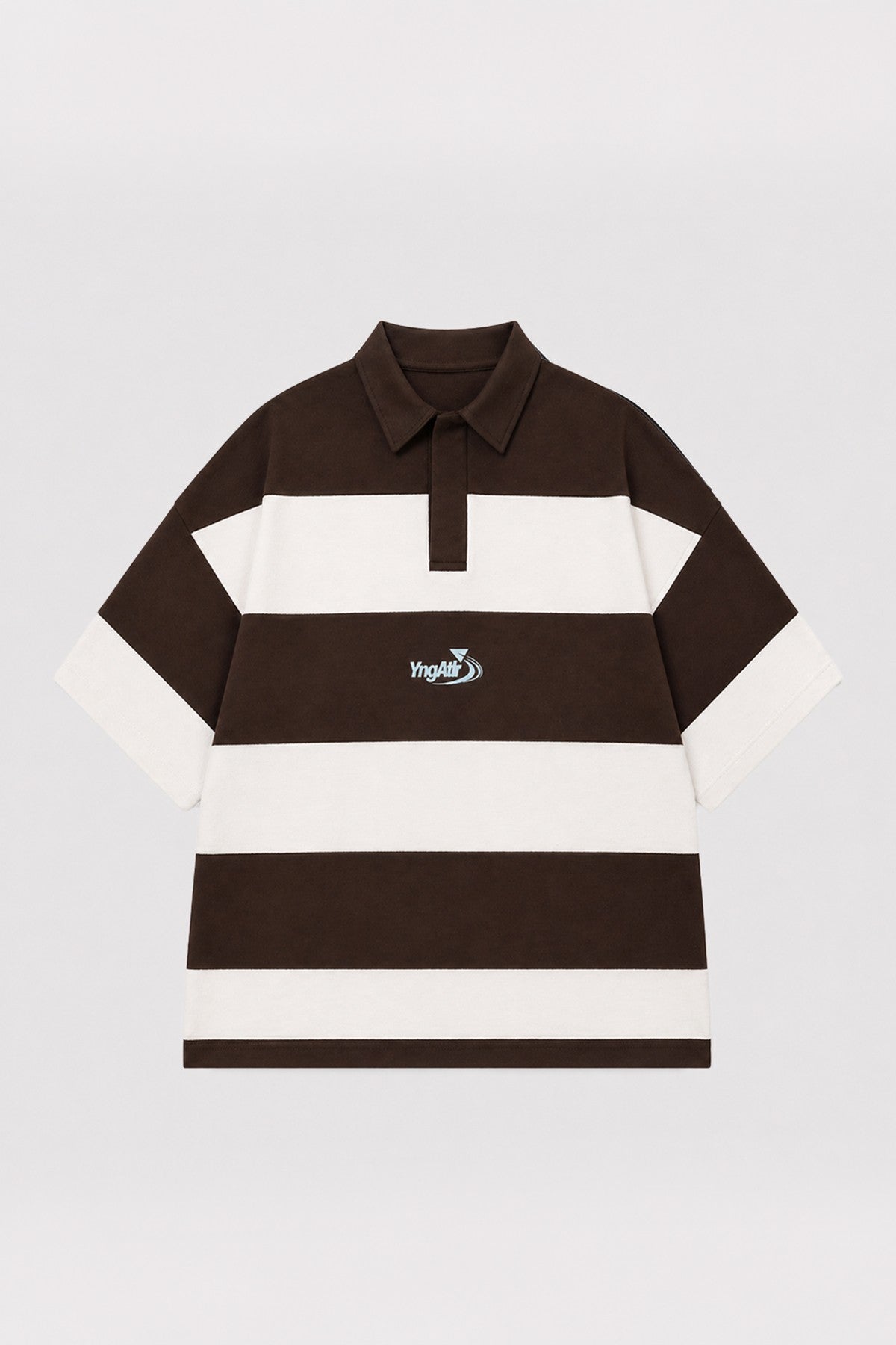 Oversize Rugby Yaka Çizgili Tişört