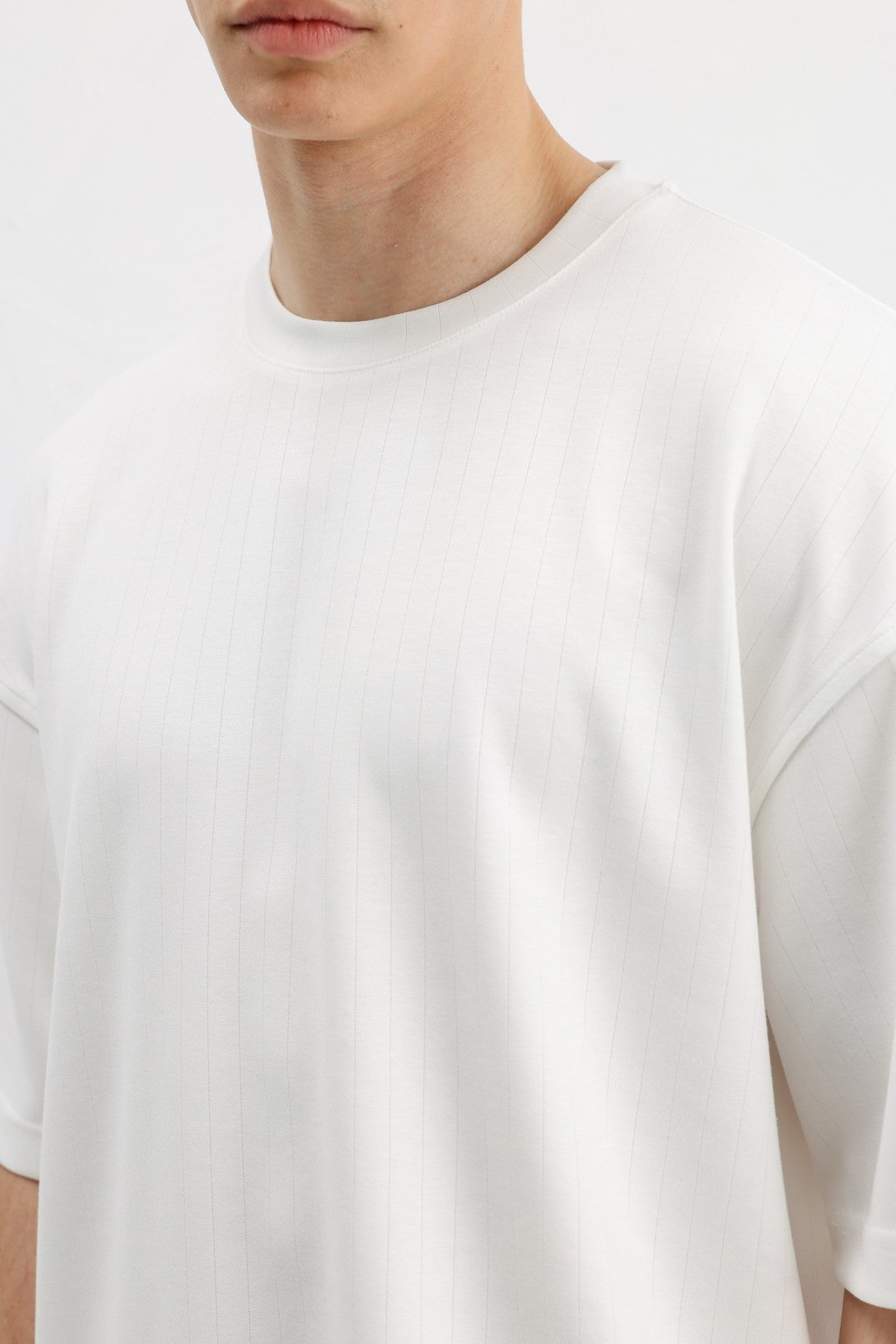 Fitilli Dokulu Oversize Tişört