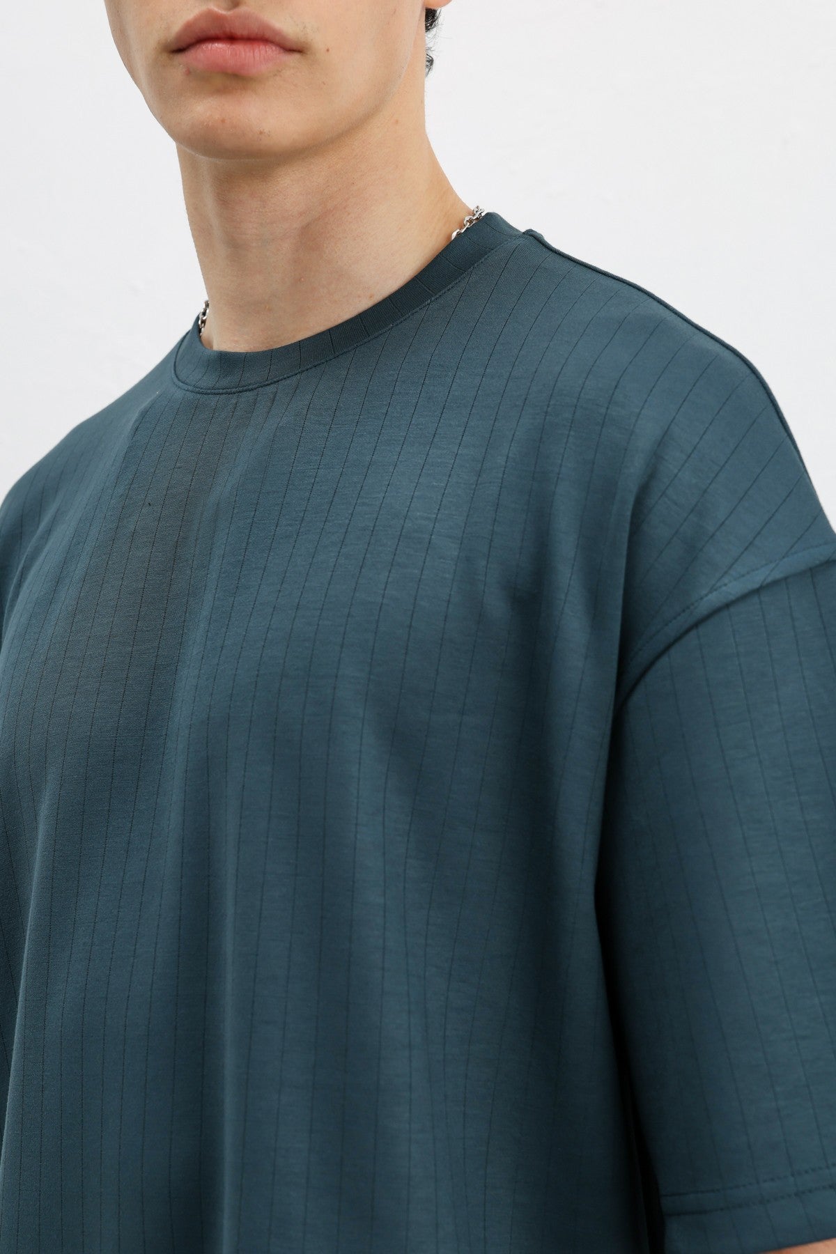 Fitilli Dokulu Oversize Tişört