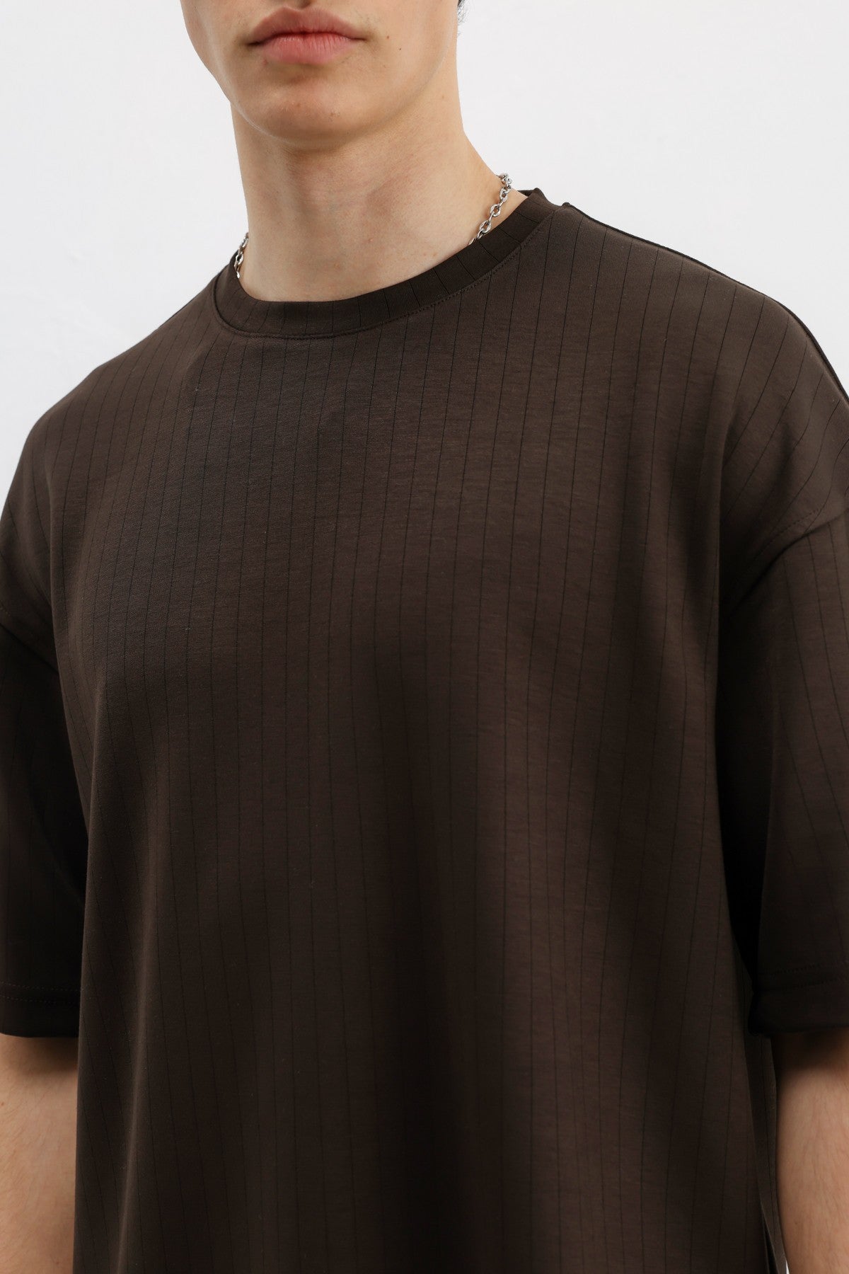 Fitilli Dokulu Oversize Tişört