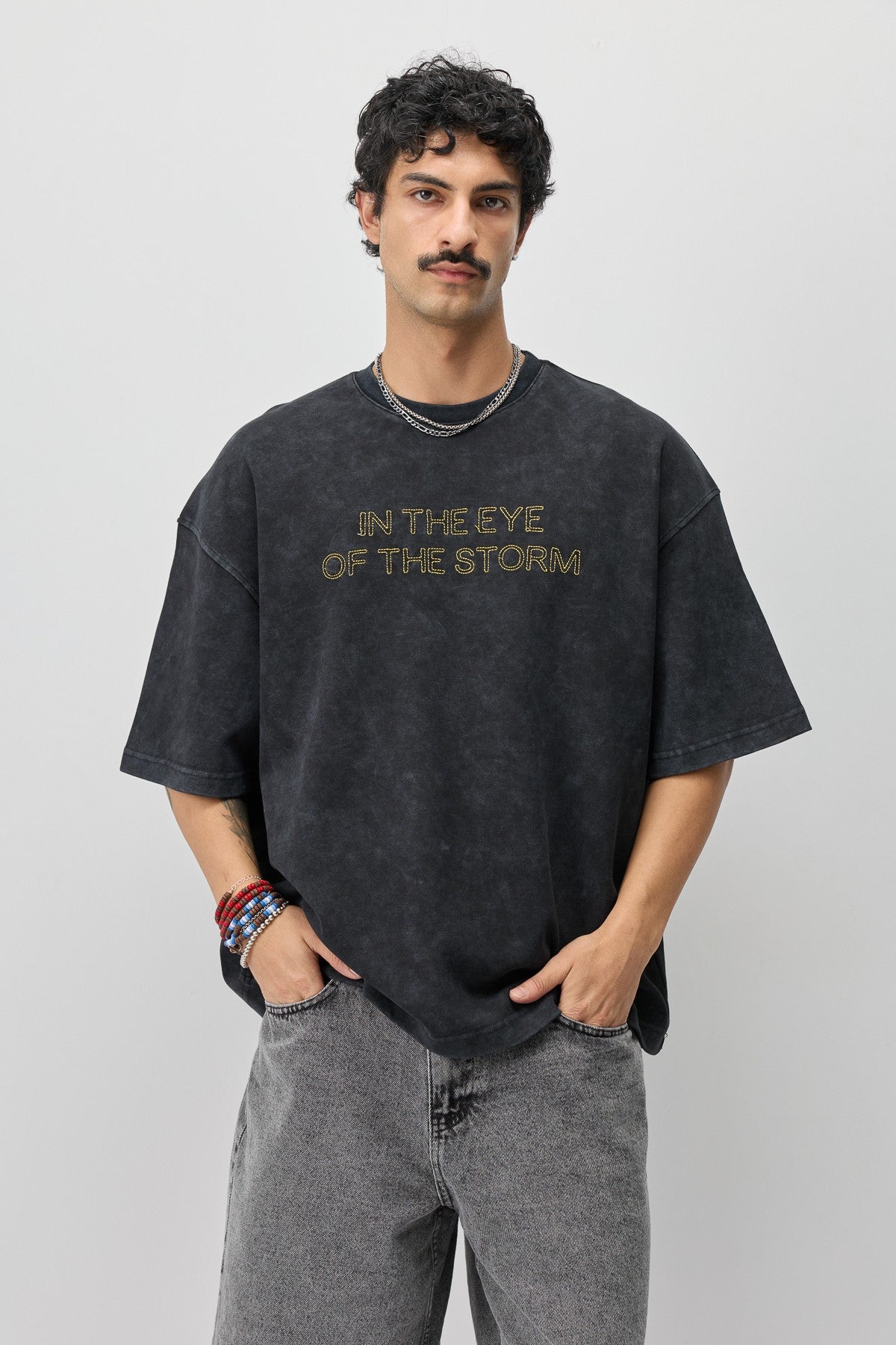 Oversize Ön Yazı Baskılı Tişört