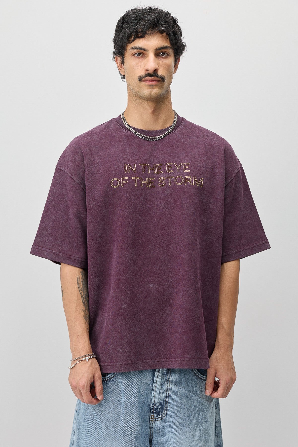Oversize Ön Yazı Baskılı Tişört
