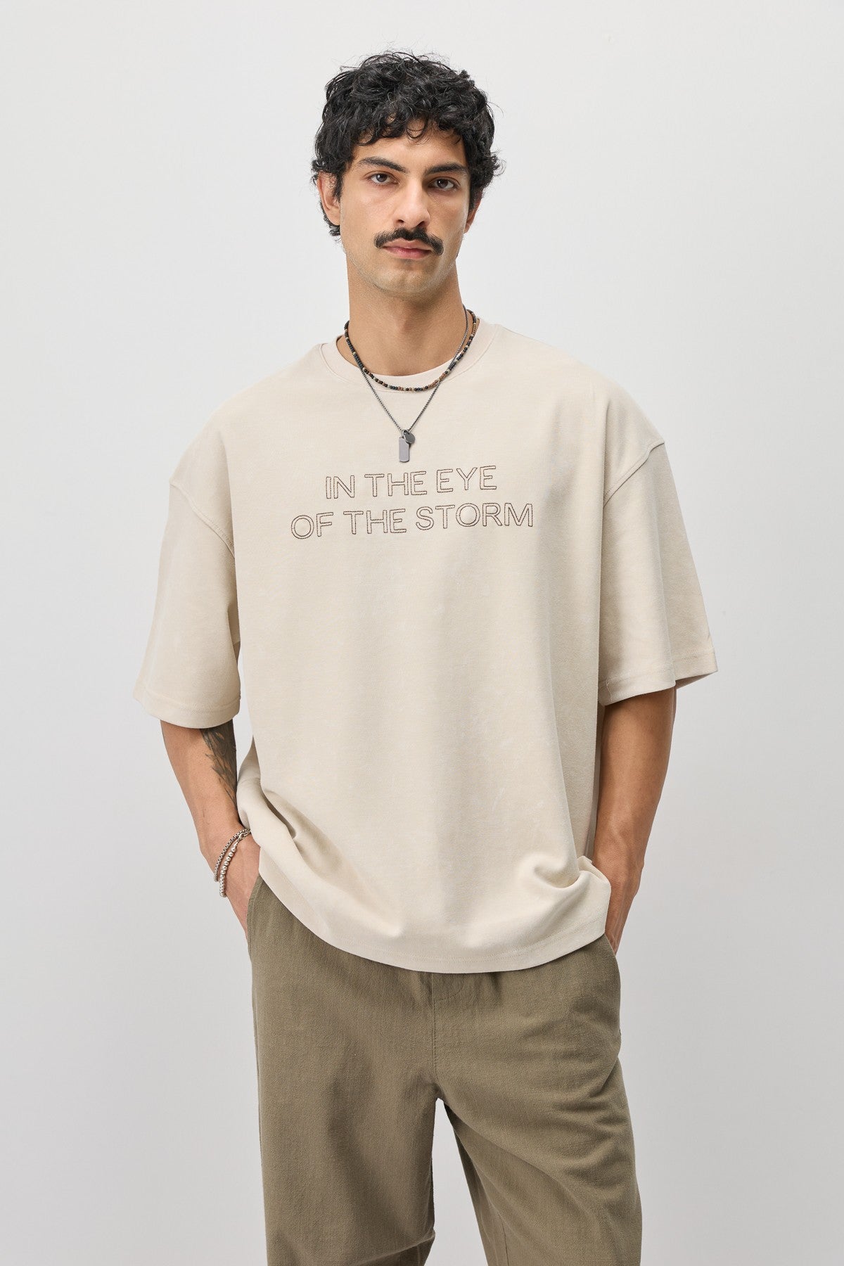 Oversize Ön Yazı Baskılı Tişört