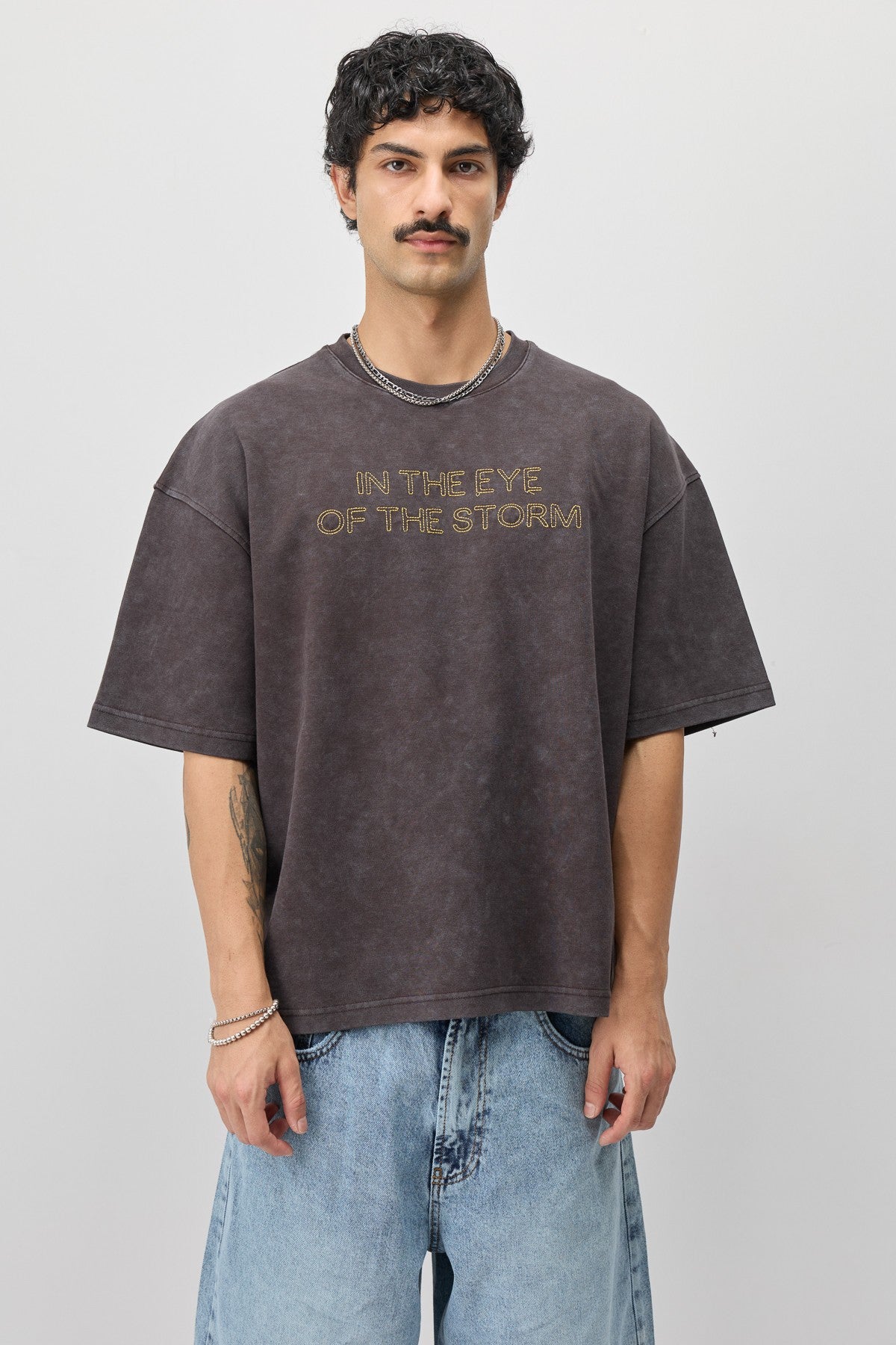 Oversize Ön Yazı Baskılı Tişört