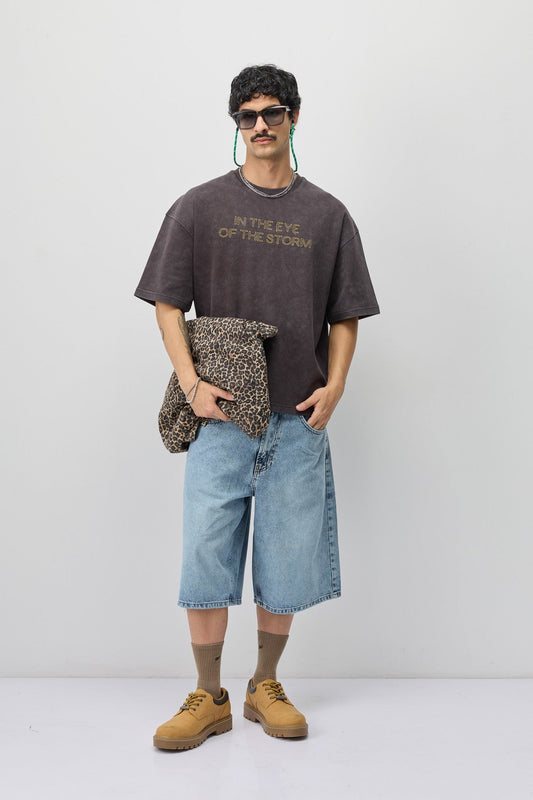 Oversize Ön Yazı Baskılı Tişört