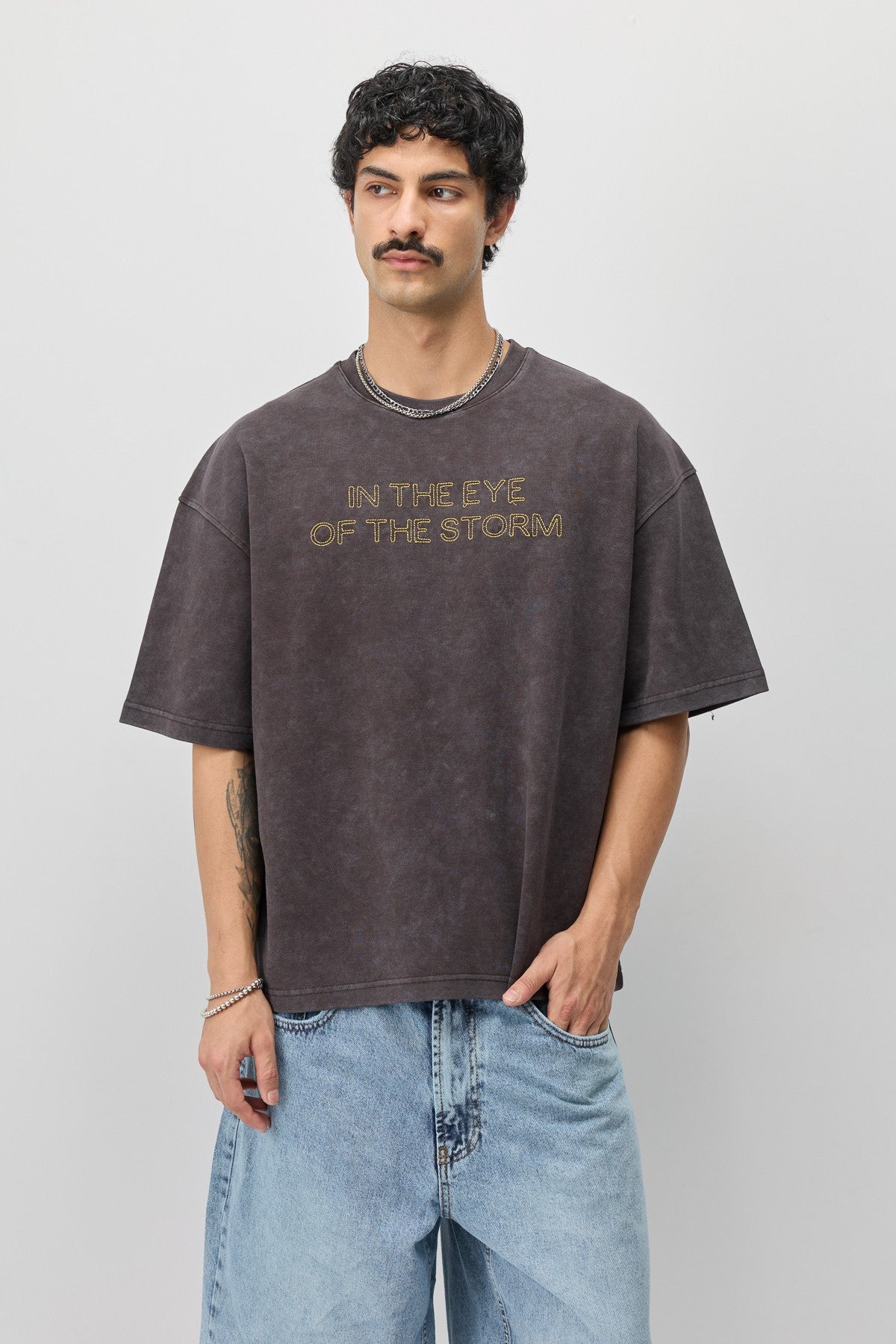 Oversize Ön Yazı Baskılı Tişört