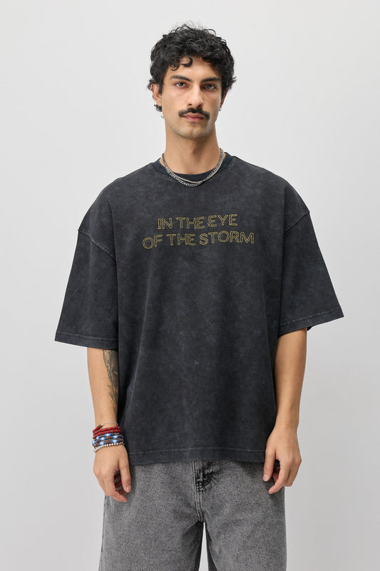 Oversize Ön Yazı Baskılı Tişört