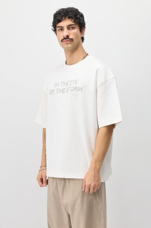 Oversize Ön Yazı Baskılı Tişört