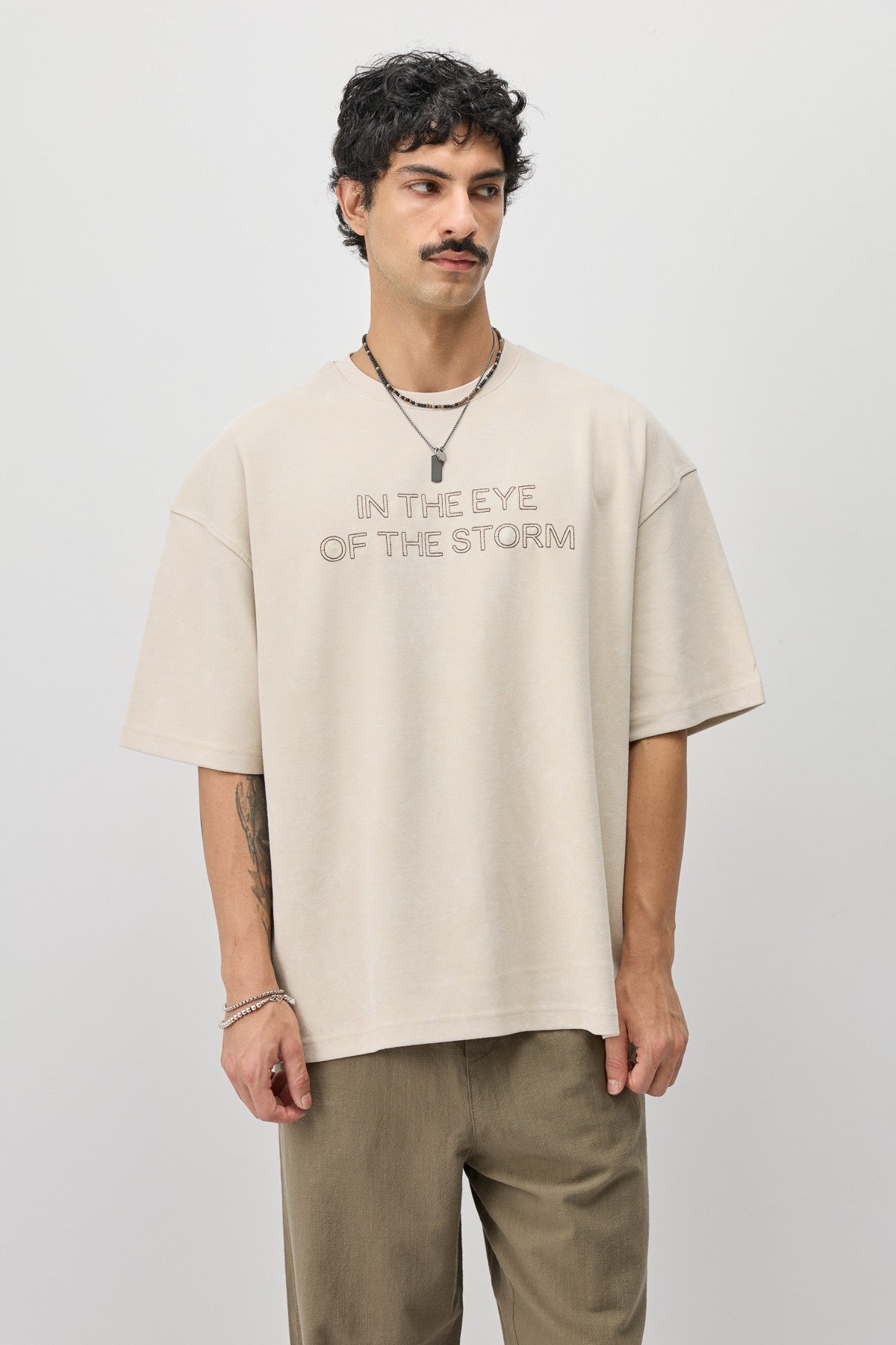 Oversize Ön Yazı Baskılı Tişört