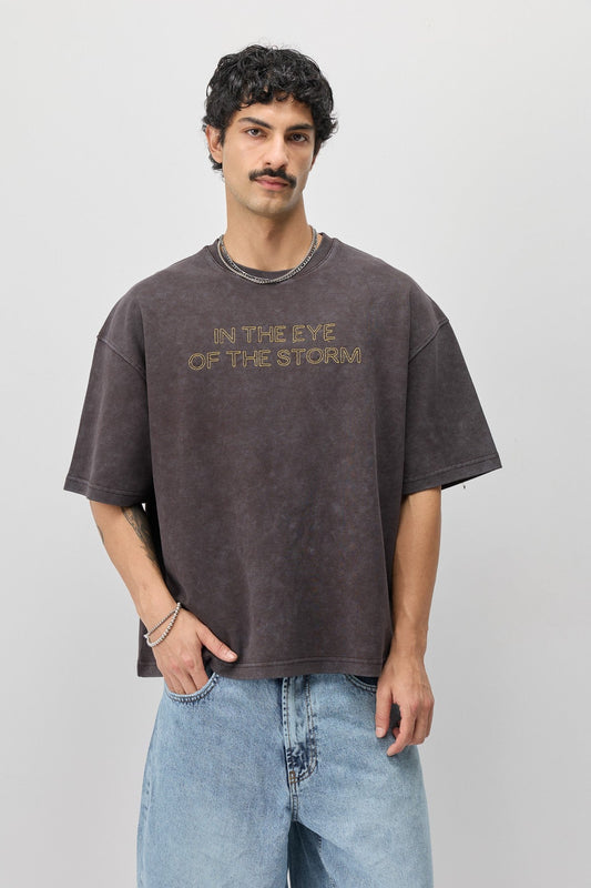 Oversize Ön Yazı Baskılı Tişört