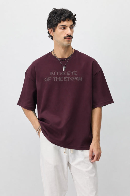 Oversize Ön Yazı Baskılı Tişört