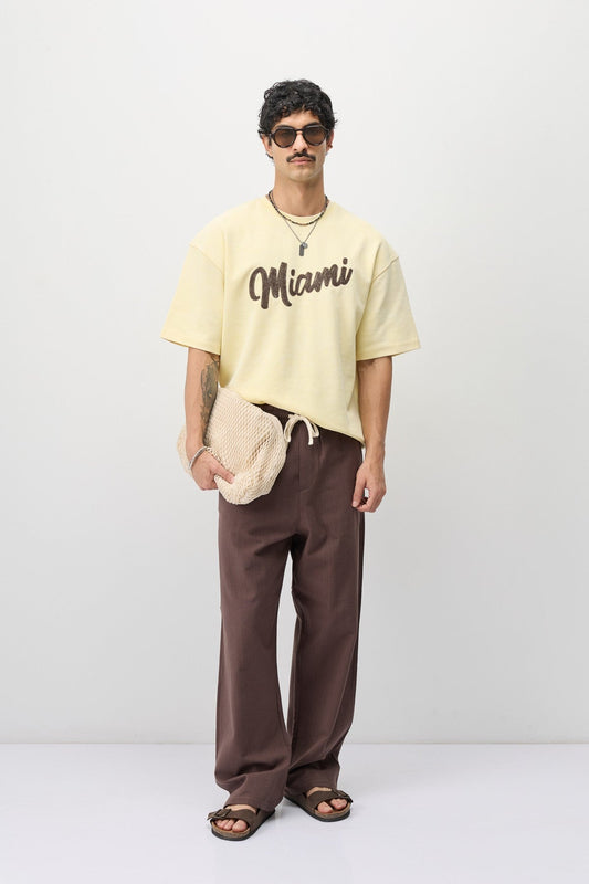 Oversize Miami Baskılı Tişört