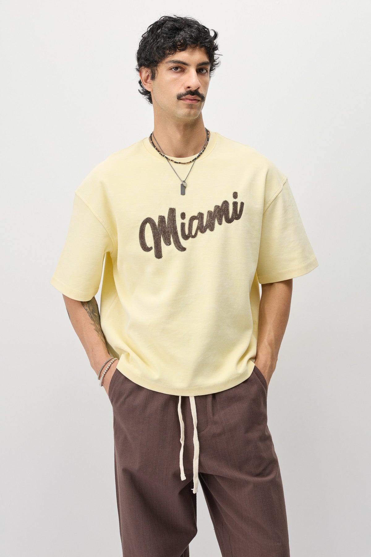 Oversize Miami Baskılı Tişört
