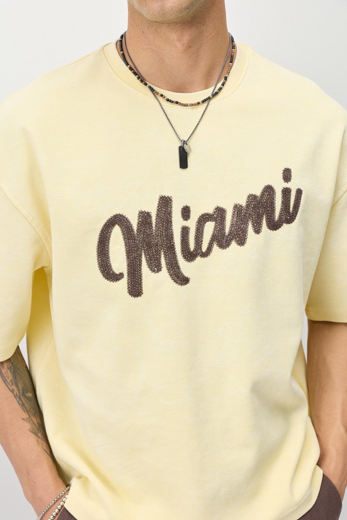 Oversize Miami Baskılı Tişört