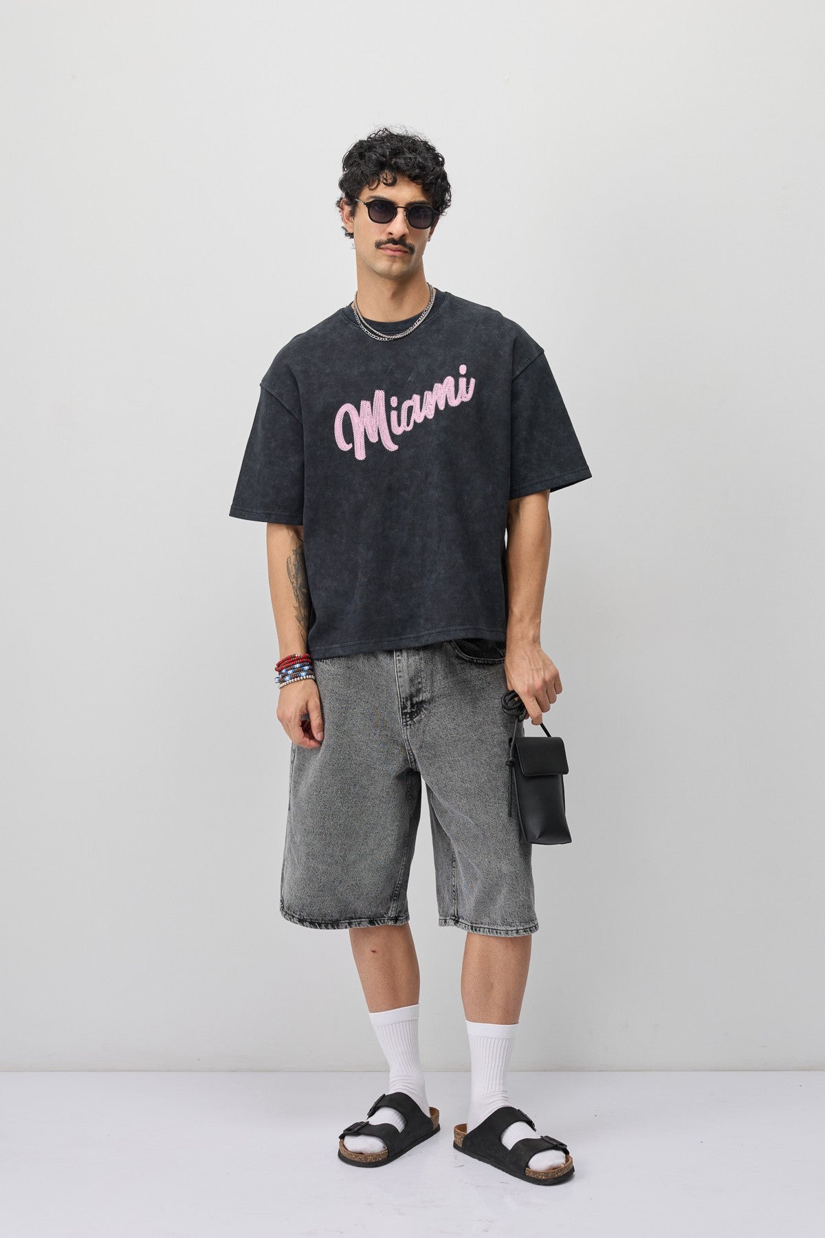 Oversize Miami Baskılı Tişört