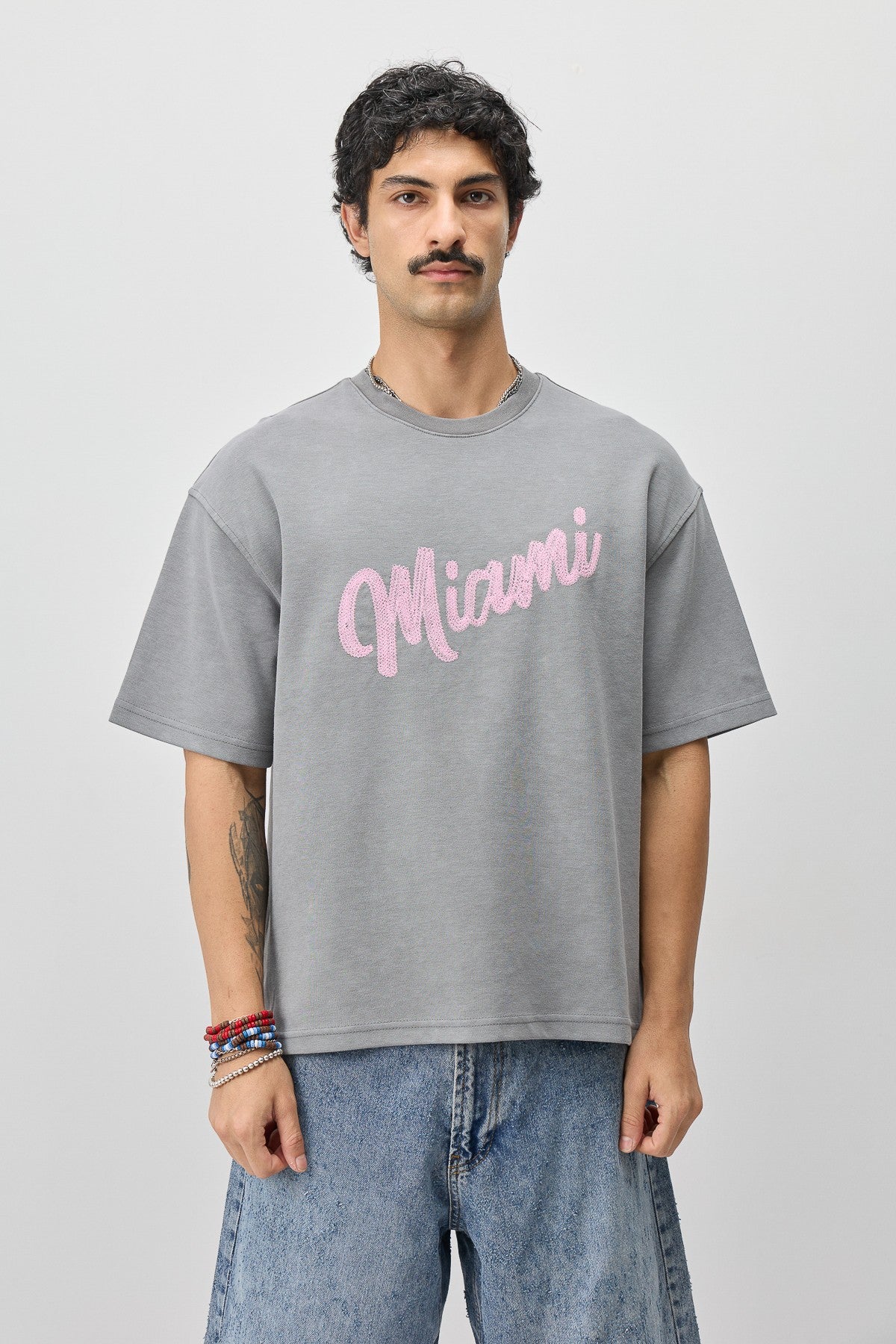 Oversize Miami Baskılı Tişört