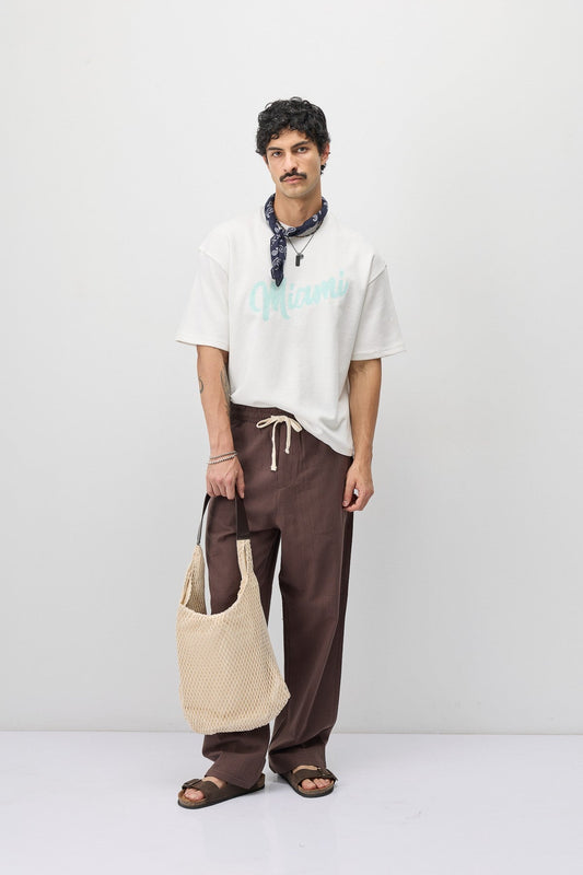 Oversize Miami Baskılı Tişört