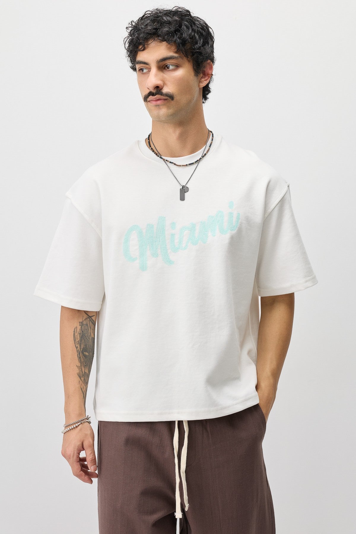 Oversize Miami Baskılı Tişört