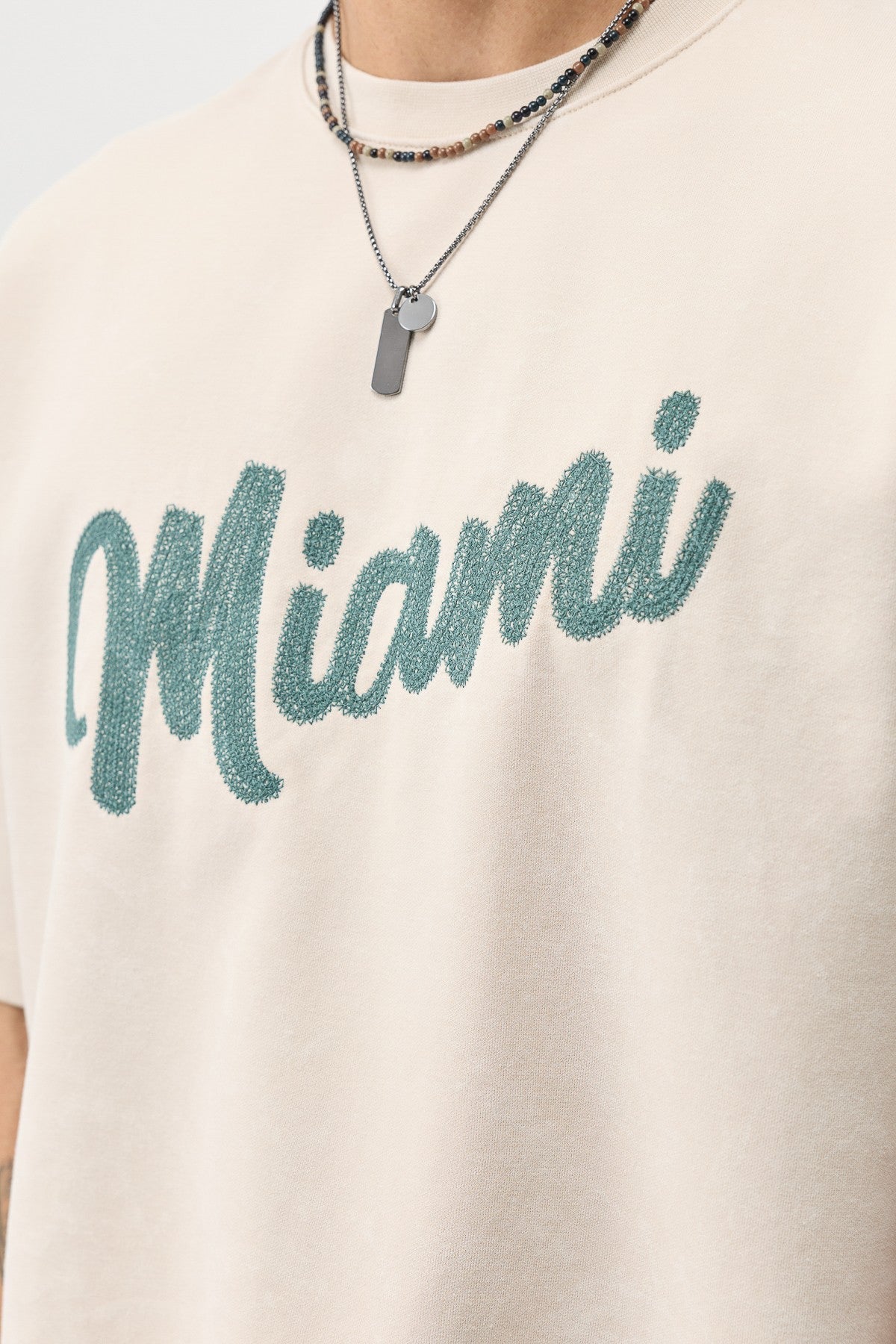 Oversize Miami Baskılı Tişört