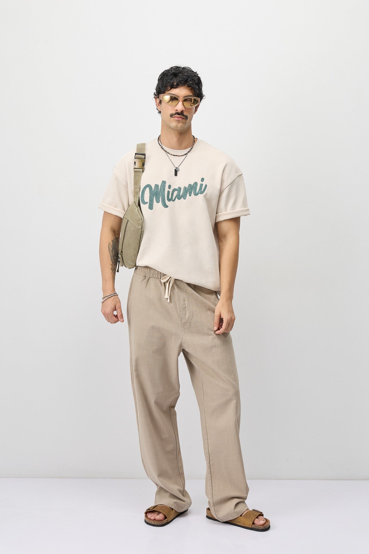 Oversize Miami Baskılı Tişört