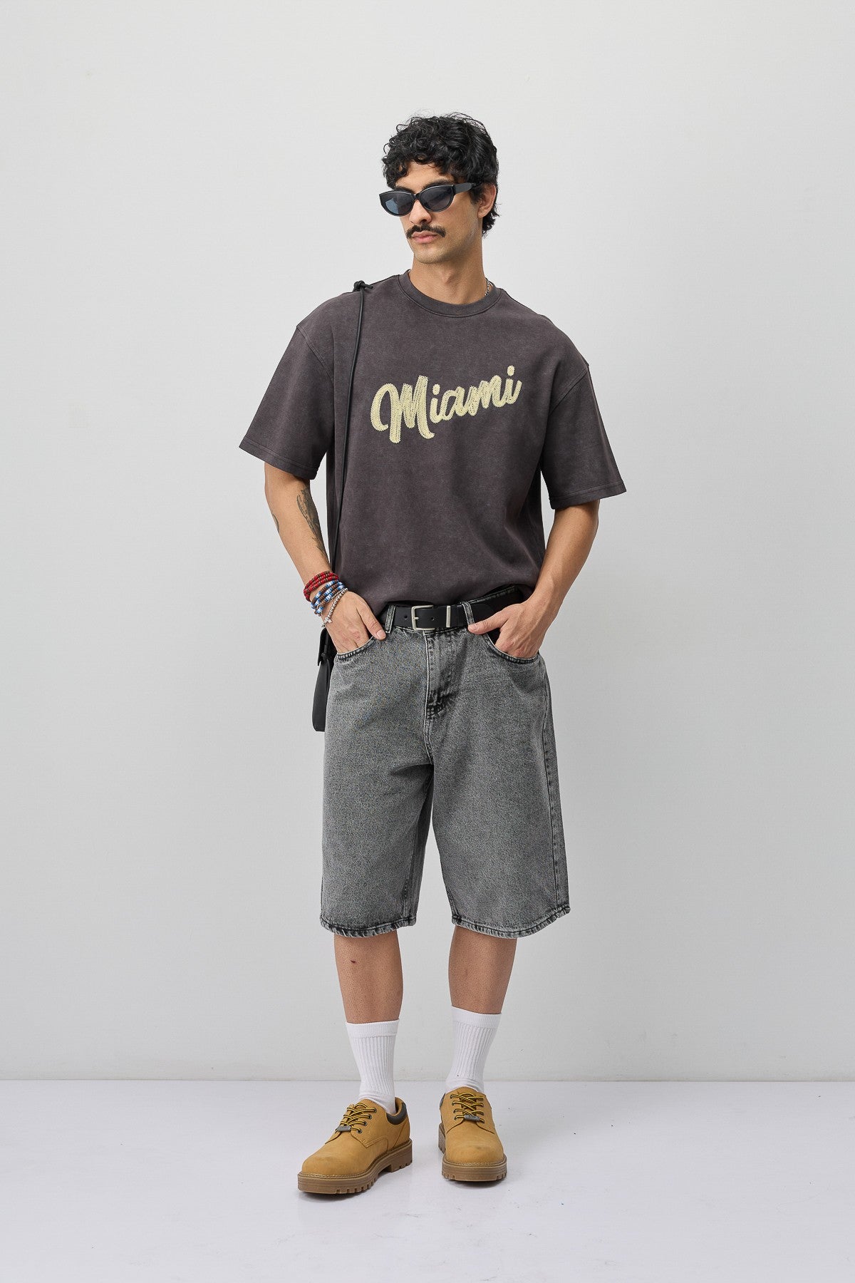 Oversize Miami Baskılı Tişört