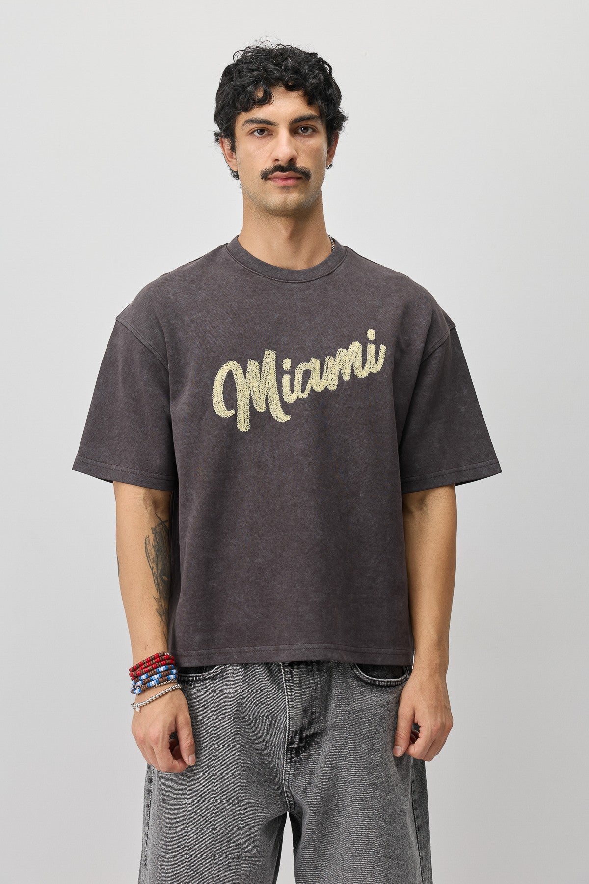 Oversize Miami Baskılı Tişört