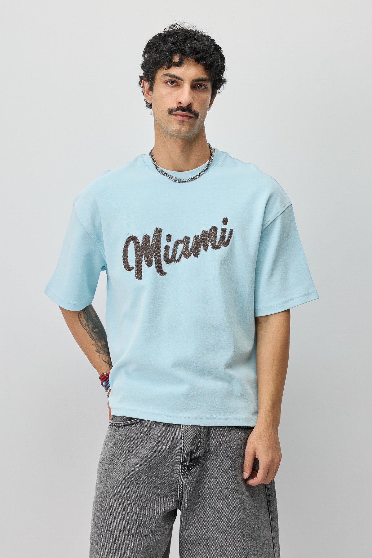 Oversize Miami Baskılı Tişört