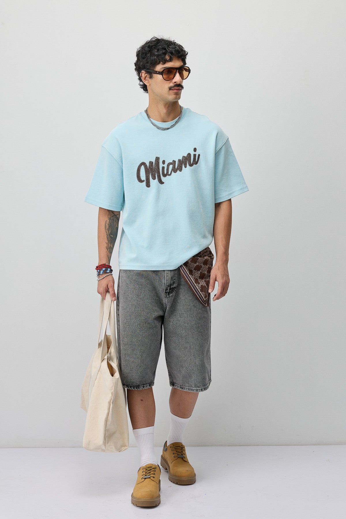 Oversize Miami Baskılı Tişört