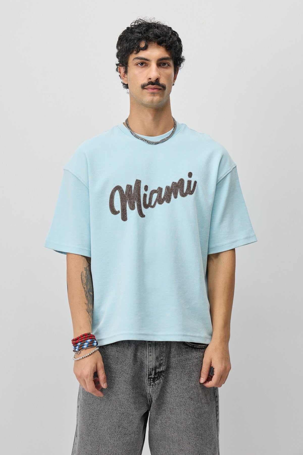 Oversize Miami Baskılı Tişört